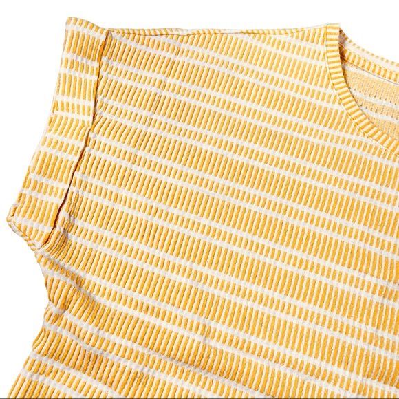 4/$32 Cato size medium golden/yellow & white striped super soft textured shirt - Picture 3 of 7